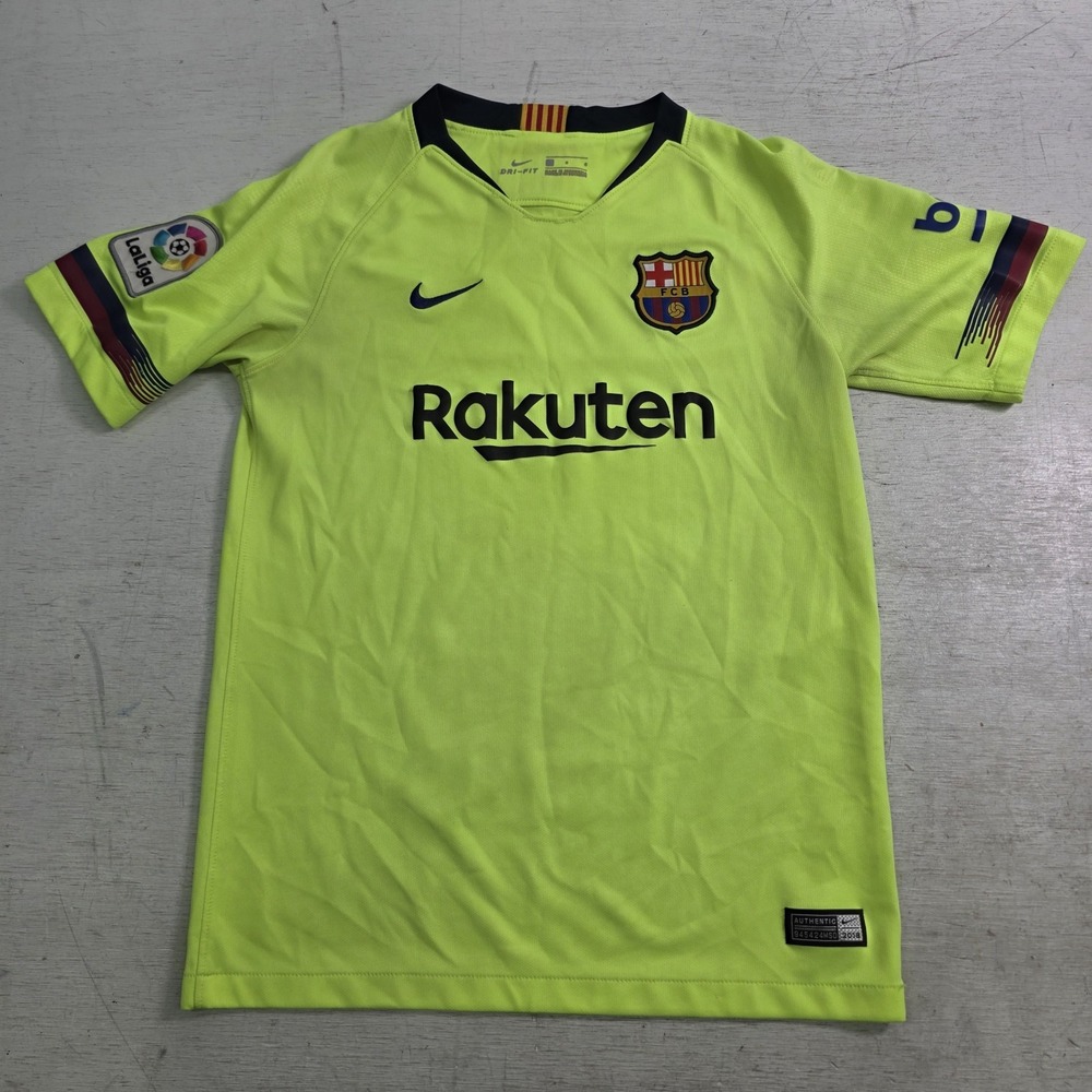 Nike FC Barcelona 2018/19 Away Jersey Youth Large Volt Rakuten LaLiga Soccer Kit